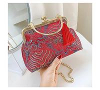 ZHCHAO Wedding bag mother bag embroidery ancient all cross body shoulder hand embroidered mouth gold(Argento)