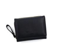 ZHCHAO Women's Short Three Fold Change Bank Card Large Banknote Slot Iron Wallet(Svart)