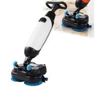 ZHDANB concrete floor scrubber, walk behind floor scrubber, 17" Cleaning Width, Double Brushes, 360° Rotating Head, industrial floor scrubber, For home, office and hotel use White-Standard