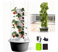 ZHDANB Hydroponics Growing System, Auto Water Circulation, 5Tier 20Cells, 30L Tank, Hydroponics Tower Indoor Growing, For Herbs,lettuce,strawberry Black-IndoorWithLEDLight