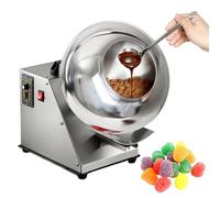 ZHDANB sugar coating machine, automatic chocolate coater, 9-speed adjustable, 1-4KG/H, With heating function, Peanut Coating Machine, For drying, polishing, and tablet coating. 220V-UpgradedRibType