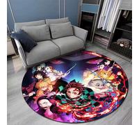 ZHDDTFC Anime Rug Round Thickened Non-Slip Circle Anime Carpet Large Sizes Area Rugs for Bedroom Living Room Gaming Room Diameter 40 inch