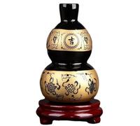 ZHDECOR Black Obsidian Crystal Carved Gourd with Runes