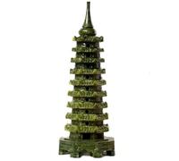 ZHDECOR Natural Green Jade Carved Feng Shui Pagoda Statue Decor