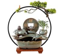 ZHDECOR Tabletop Water Fountain with LED Lights Ring and Atomizer,