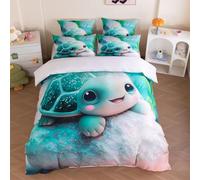 ZHDEDSP Bedding Sea Turtle Themed King Duvet Cover Set, Microfibre, Breathable, Zipper Closure, 50x75 cm Pillowcases