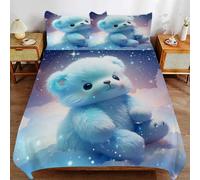 ZHDEDSP Single Duvet Cover Set with Pillowcases, Featuring little bear Design, 50 x 75 cm, Microfibre, Breathable, Zipper Closure