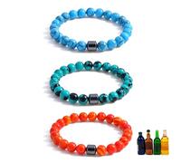 ZHDHDQ 3PCS Glame Anti Alcohol Bracelet for Men Women Colorful Bead Tiger-eye Stone Volcanic Stone Reduce the Urge Drinking Alcohol Manifestation Relieve Anxiety Stress Jewelry Gift