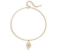 ZHDHDQ Gold Evil Eye Choker Necklace for Women, Dainty Collar Necklace with Adjustable Extension Chain