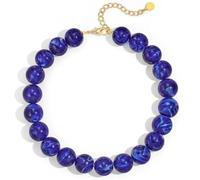 ZHDHDQ Multicolor Chunky Beaded Necklace, Statement Colorful Round Ball Beads Choker Necklace with Gold-Tone Adjustable Chain, Fashion Bold Neck Jewelry for Women, Resin, No Gemstone