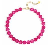 ZHDHDQ Multicolor Chunky Beaded Necklace, Statement Colorful Round Ball Beads Choker Necklace with Gold-Tone Adjustable Chain, Fashion Bold Neck Jewelry for Women, Resin, No Gemstone