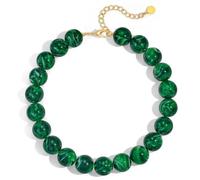 ZHDHDQ Multicolor Chunky Beaded Necklace, Statement Colorful Round Ball Beads Choker Necklace with Gold-Tone Adjustable Chain, Fashion Bold Neck Jewelry for Women, Resin, No Gemstone