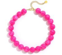 ZHDHDQ Multicolor Chunky Beaded Necklace, Statement Colorful Round Ball Beads Choker Necklace with Gold-Tone Adjustable Chain, Fashion Bold Neck Jewelry for Women, Resin, No Gemstone