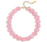 ZHDHDQ Multicolor Chunky Beaded Necklace, Statement Colorful Round Ball Beads Choker Necklace with Gold-Tone Adjustable Chain, Fashion Bold Neck Jewelry for Women, Resin, No Gemstone