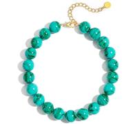 ZHDHDQ Multicolor Chunky Beaded Necklace, Statement Colorful Round Ball Beads Choker Necklace with Gold-Tone Adjustable Chain, Fashion Bold Neck Jewelry for Women, Resin, No Gemstone