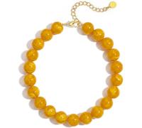 ZHDHDQ Multicolor Chunky Beaded Necklace, Statement Colorful Round Ball Beads Choker Necklace with Gold-Tone Adjustable Chain, Fashion Bold Neck Jewelry for Women, Resin, No Gemstone