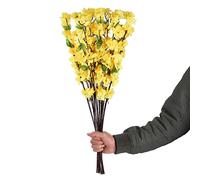 ZHDOKA 10pcs Artificial Yellow Cherry Flowers Branches, 25.6in Tall Fake Silk Peach Blossom Branches Yellow Peach Flowers Stems for Wedding Office Party Hotel Yard Home Decoration(Yellow)