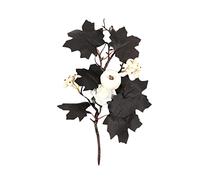 ZHDOKA 1pcs Halloween Maple Pumpkin Branch, 12in Autumn Floral Pick Artificial White Pumpkins Stem with Black Maple Leaves, Faux Maple Leaves Spray for Halloween Thanksgiving Home Deocr(Black)