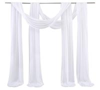 ZHDOKA 2 Panels Wedding Arch Draping Fabric, 19.7FT Sheer Backdrop Curtains Chiffon Fabric Drapes Arbor Drapery Wedding Ceremony Reception Swag Decoration, Party Backdrop Curtain Panels