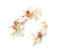 ZHDOKA 2PCS Wedding Arch Flowers, Pampas Flower Arch Arrangement, Artificial Rose Flower Swag with Pampas Grass for Boho Wedding Decor (Pink)