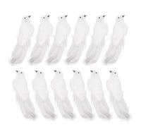 ZHDOKA 5.3in Christmas Dove Birds, 24 PCS Artificial White Feathered Birds Simulation Feather Long Tail Birds with Clips for Halloween Party Christmas Tree Ornament Decoration (White)