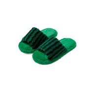 ZHEBO Womens Fluffy Slippers Open Toe Striped Fuzzy Slip On House Slippers | Womens open toe fluffy slippers with contrast stripe plush strap, warm plush lining and flat PVC sole for cozy indoor wear