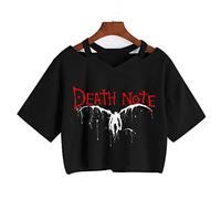 zhedu Anime Death Note Yagami Light Print T-shirt Women Short Sleeve Gothic Tees Japanese Manga Misa Killer L Punk Harajuku Crop Tops (XS,Color 03)