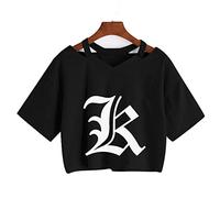 zhedu Anime Death Note Yagami Light Print T-shirt Women Short Sleeve Gothic Tees Japanese Manga Misa Killer L Punk Harajuku Crop Tops (M,Color 05)