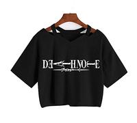 zhedu Anime Death Note Yagami Light Print T-shirt Women Short Sleeve Gothic Tees Japanese Manga Misa Killer L Punk Harajuku Crop Tops (XS,Color 04)