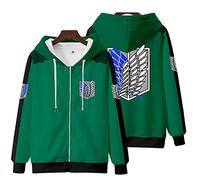 zhedu AOT Fashion Zipper Loose Hoodie Anime Shingeki No Kyojin Lässiges Übergroßes Langarm-Sweatshirt Y2k Hip Hop Jacken (color 04,M)