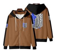 zhedu AOT Fashion Zipper Loose Hoodie Anime Shingeki No Kyojin Lässiges Übergroßes Langarm-Sweatshirt Y2k Hip Hop Jacken (color 02,3XL)
