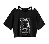 zhedu Bungo Stray Dog Women/girls Dew Waist Tank Top Summer T-Shirts Y2K Sexy Harajuku Streetwear Lim Fit Sports Vest (XS,Color 04)