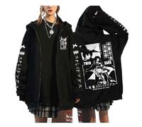 zhedu Bungou Stray Dogs Plus Size Zip Up Pullover Japan Anime Manga Hoodies Unisex Teenage Harajuku Drop Shoulder Casual Hip Hop Streetwear (L,color 02)