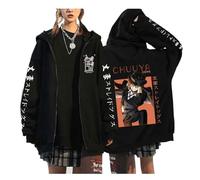 zhedu Bungou Stray Dogs Plus Size Zip Up Pullover Japan Anime Manga Hoodies Unisex Teenage Harajuku Drop Shoulder Casual Hip Hop Streetwear (4XL,color 03)