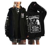 zhedu Bungou Stray Dogs Plus Size Zip Up Pullover Japan Anime Manga Hoodies Unisex Teenage Harajuku Drop Shoulder Casual Hip Hop Streetwear (XXL,color 01)