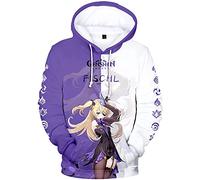 zhedu Game Genshin Impact Character Hoodie Chongyun/dicna/diluc/eula/fischl/jean/kaeya/Neutral Contrast Print Pullover Sweatshirt Fashion Streetwear Top(2xs-4xl) (XS,Fischl)