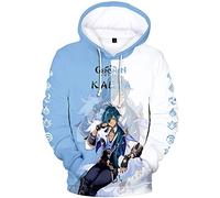 zhedu Game Genshin Impact Character Hoodie Chongyun/dicna/diluc/eula/fischl/jean/kaeya/Neutral Contrast Print Pullover Sweatshirt Fashion Streetwear Top(2xs-4xl) (3XL,Kaeya)