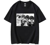zhedu Japanese Anime Bungou Stray Dogs T Shirt Harajuku Short Sleeve Graphic Fashion Unisex Summer Cartoon Top (XXL,Color 01)