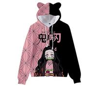 zhedu Kamado Nezuko Cosplay Costume Hoodies Cute Cat Ear Sweatshirts 3D Pritned Cartoon Anime Hooded Harajuku Streetwear Kawaii Women Hoodie (3XL,Color 01)