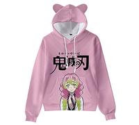 zhedu Kamado Nezuko Cosplay Costume Hoodies Cute Cat Ear Sweatshirts 3D Pritned Cartoon Anime Hooded Harajuku Streetwear Kawaii Women Hoodie (L,Color 06)