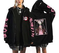 zhedu Kamado Nezuko Zip Up Hoodie Kawaii Graphic Harajuku Long Sleeve Y2k Casual Oversize Hip Hop Punk Streetwear Coat (3XL,Color 02)