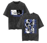 zhedu My Hero Academia Short Sleeve Vintage Washed T Shirts Anime Graphic Hiphop Fashion Summer Teenage Streetwear (S,Color 01)