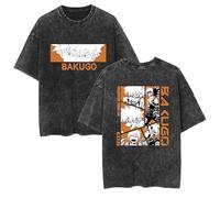 zhedu My Hero Academia Short Sleeve Vintage Washed T Shirts Anime Graphic Hiphop Fashion Summer Teenage Streetwear (M,Color 03)