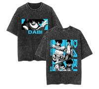 zhedu My Hero Academia Short Sleeve Vintage Washed T Shirts Anime Graphic Hiphop Fashion Summer Teenage Streetwear (XL,Color 02)