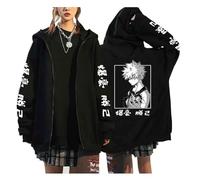 zhedu My Hero Academia Zip Up Hoodies Anime Cartoon Printed Men Women Jackets College Style Long Sleeve Personality Pullover Youth Outerwear Loose Streetwear (S,color 04)
