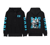 zhedu My Hero Academia Zipper Hoodies Black Long Sleeve Comfortable Hip Hop Y2k Manga Pullovers Drop Shoulder Cartoon Anime Harajuku Jackets (XXL,color 03)