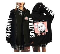 zhedu SPY X FAMILY Anime Zipper Hip Hop Streetwear Warm Sweatshirts Y2k Punk Coats Fashion Long Sleeve Pockets Top (L,color 04)