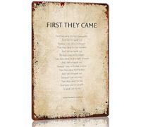 Zhefoart First They Came Poem Wall Art 8x12 In Metal Tin Sign Inspirational Quotes Wall Decor Vintage Poetry Posters for Bedroom Living Room