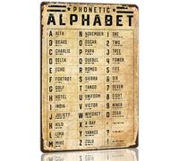 Zhefoart The Phonetic Alphabet Wall Art Morse Code Tin Signs 8x12 in Vintage Knowledge Chart Poster for Classroom Military Alphabet Sign for Living Room Bedroom