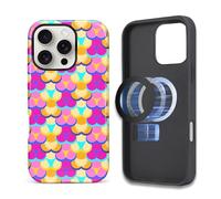 ZHEGAILIAN Case Compatible with iPhone 16 Pro,Neon Mermaid Scale Design Phone Case,[Compatible with MagSafe],Hybrid 2-Layer Hard Shell for Girl Boy Women Men